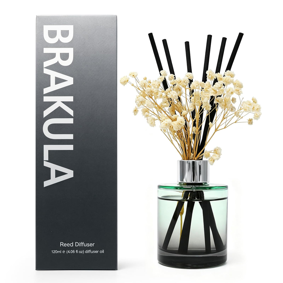 Brakula Reed Diffuser Set, Eucalyptus & Wild Mint Scent, 4.06 fl oz