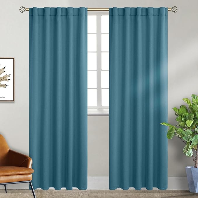 BGment Window Curtains for Bedroom - 84 Inch Rod Pocket and Back Tab Thermal Insulated Room Darkening Curtains for Living Room, 2 Curtain Panels (42 x 84 Inch, Steel Blue)