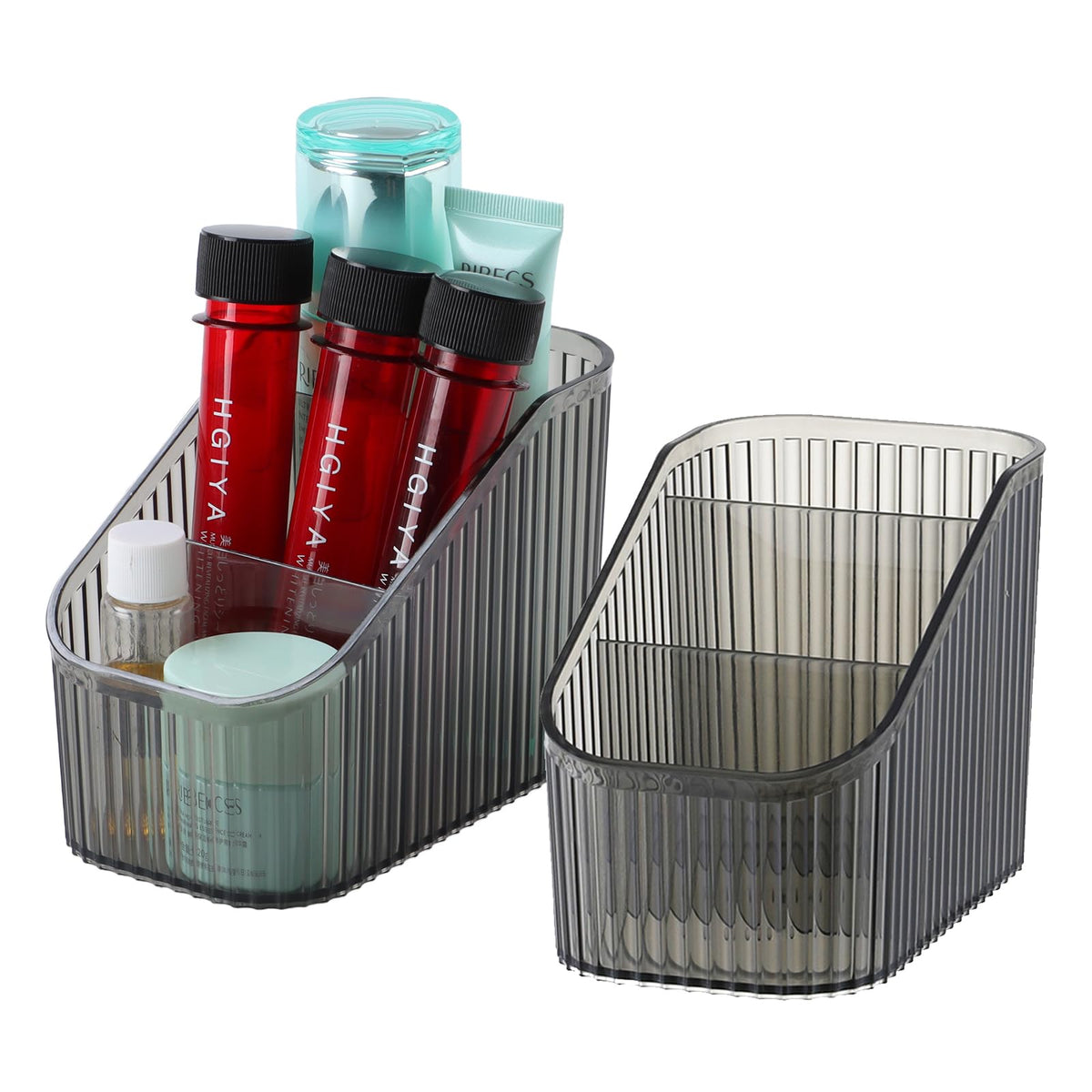 OSteed Black Makeup Organizer 6 Cups, Acrylic Bathroom Countertop Organizer