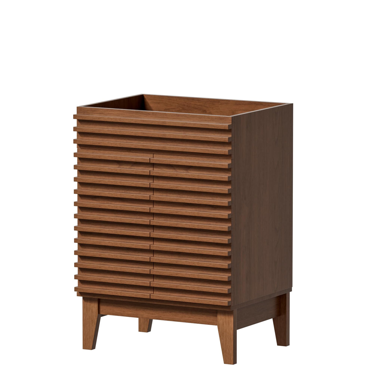 APRILSOUL 24" Bathroom Vanity, Mid-Century Bathroom Vanity Cabinet with 2 Soft Closing Doors, Freestanding Bathroom Cabinet, Particleboard Frame with Wood Grain Laminate, Walnut (Sink Not Included)