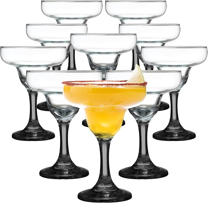 DISCOUNT PROMOS 10 Margarita Glasses Set, 9 oz. - Classic, Smooth, Barware, Glassware - Black