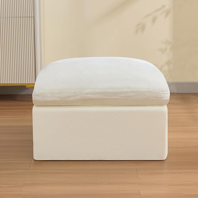 33.5'' Cloud Ottoman for Modular Sofa, Comfy Chenille Upholstered Footrest with Memory Foam, Fully Compressed Packaging, Oversized Ottoman Bench for Living Room or Small Space, Beige