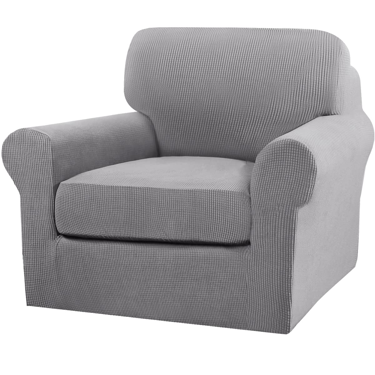 Turquoize 2 Piece Chair Covers Chair Slipcovers for Living Room Armchair Couch Cover Chair Sofa Cover with Individual Cushion Covers Furniture Cover for Chairs Feature Jacquard Fabric (Chair, Dove)