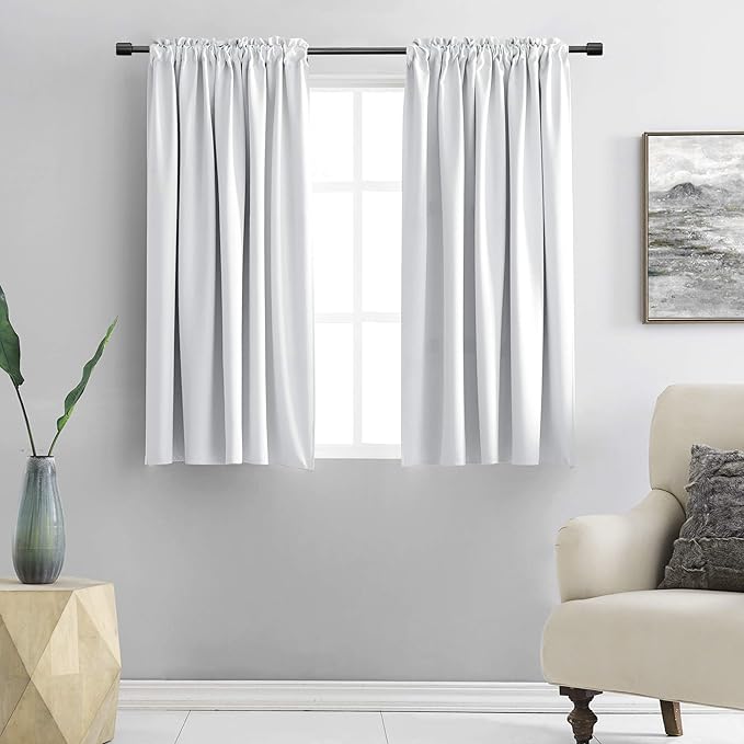 DONREN Greyish White Rod Pocket Curtain Panels Thermal Insulated Room Darkening Curtains for Bedroom (42 Width x 54 Length,2 Panels)