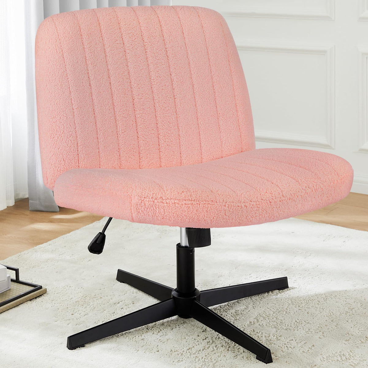 DUMOS Criss Cross Chair, Cross Legged Vanity Chair No Wheels, Home Office