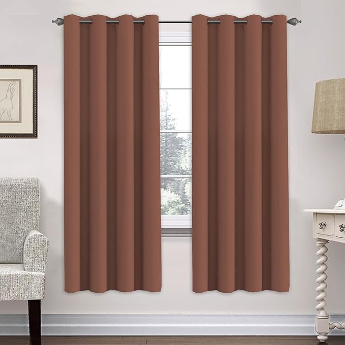 H.VERSAILTEX Room Darkening Curtains for Living Room Light Reducing Thermal Insulated Window Treatment Panels/Drapes Grommet Top 2 Panels (Washed Spice - 52 x 72 Inches)