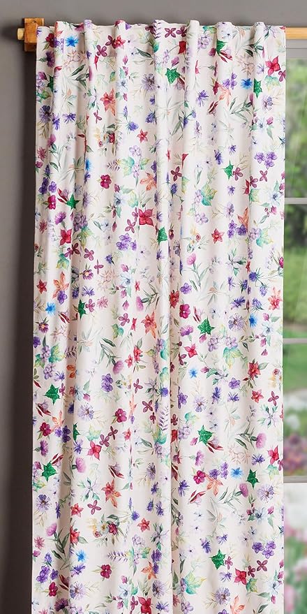 Maison d'Hermine Curtains for Living Room 100% Cotton 96 inch Length One Panel Window Toile Curtains for Bedroom with Loop & Rod Pockets, Gifts for Mothers Day (Chardon, 50" W x 96" L)