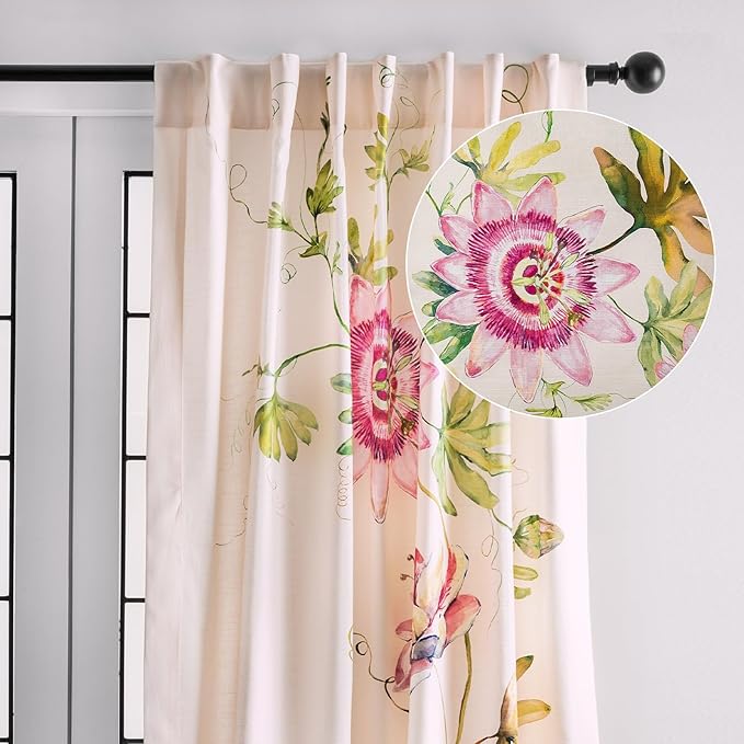 Maison d' Hermine Curtains for Living Room 100% Cotton 84 inch Length One Panel Light Filtering Curtains for Bedroom Windows with Rod and Loop Pockets Drapes (Passion Beige, 50" W x 84" L)