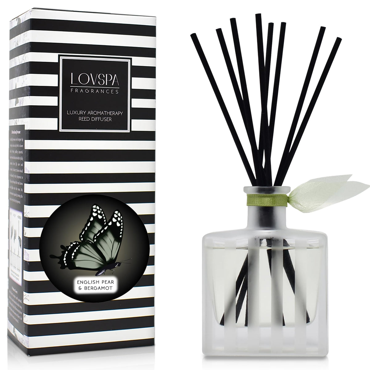 LOVSPA Reed Diffuser Set, Unwind Eucalyptus & Mint Scented Oil Diffuser with Sticks, Home Fragrance Accessories for Bathroom Shelf Decor, Aroma Diffusers for Home or Office Desk, USA Made