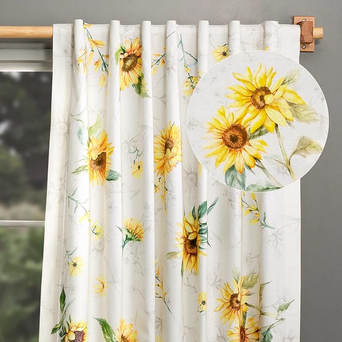 Maison d' Hermine Curtains for Living Room 100% Cotton 96 inch Length One Panel Light Filtering Curtains for Bedroom Windows with Rod and Loop Pockets Drapes (Candice, 50" W x 96" L)