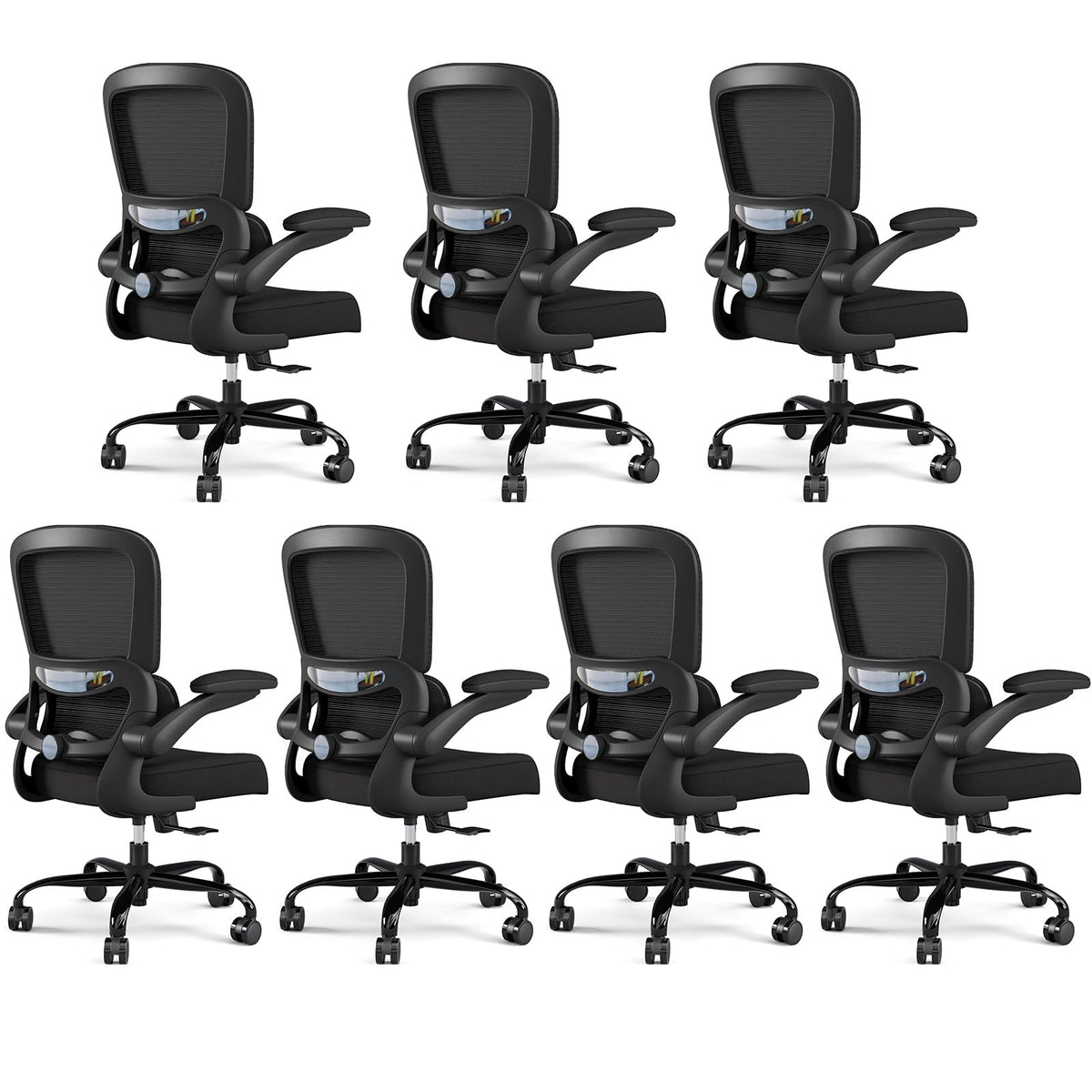 TRALT Office Chair - Ergonomic Desk Chair with Adjustable Lumbar Support, Mesh Computer Chair, Executive Chairs for Home Office Comfortable Lumbar Support Black Pack of 7