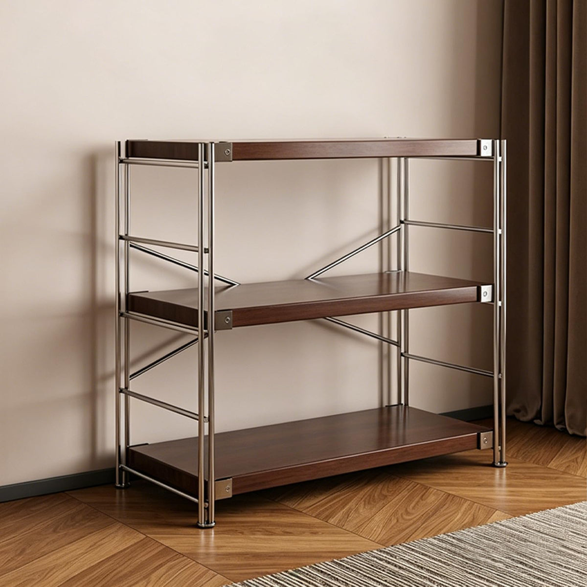 Industrial Bookshelf Adjustable,Rack With Storage Industrial Bookshelf，Modern Open Shelving Unit Book Shelves, Freestanding Wood & Metal Display Shelves, Living Room Storage Organizer, For Bedroom