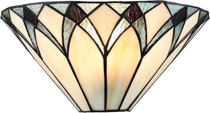Tiffany Style Sconces Wall Lighting 12.6-Inch 1-Light Stained Glass Wall Sconce Vintage Tiffany Wall Mount Lamp Stained Glass Sconce Wall Decor for Hallway Bedroom Entryway Living Room