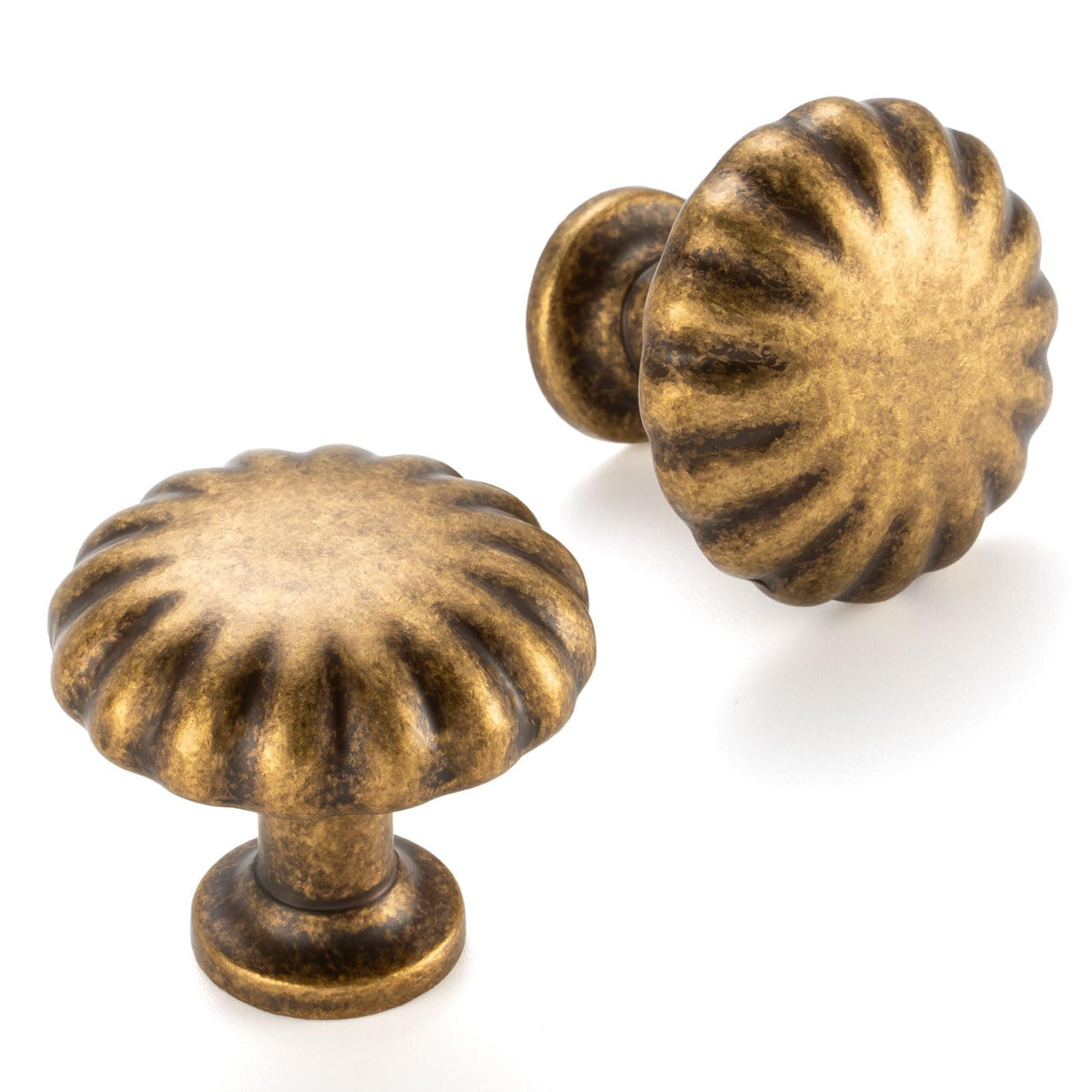 ASKANO Round Antique Brass Cabinet Knobs 1-1/4 Inch 30 Pack K2408