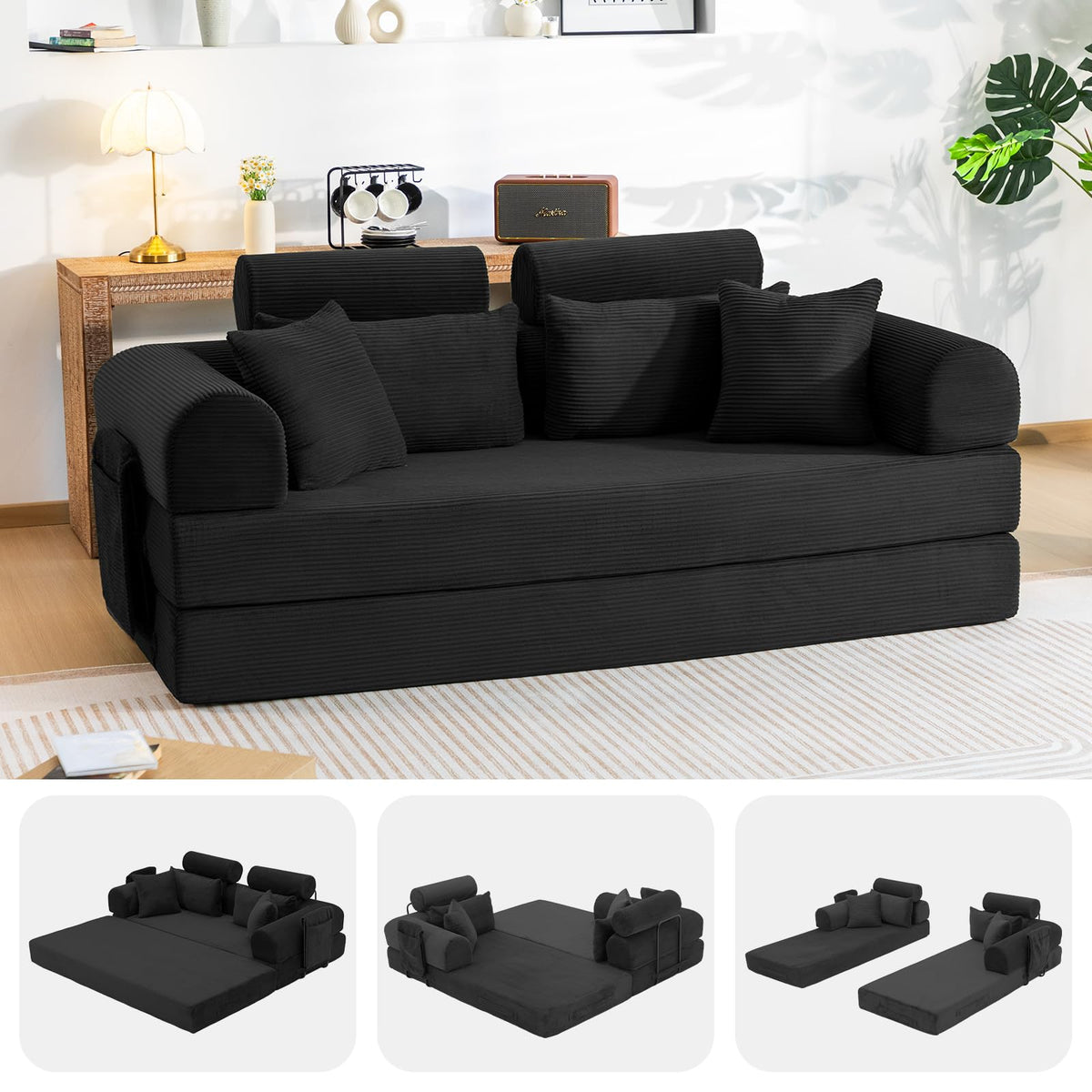 NNQ 79" Convertible Sofa Bed with High Back,Boneless Couch for Living Room