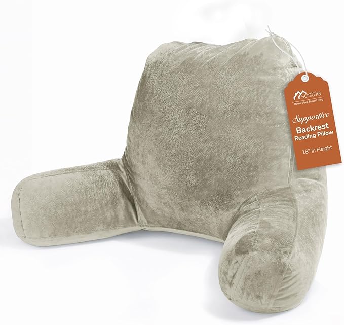 Sasttie Reading Pillow for Sitting in Bed Adult, Back Pillow for Bed Sitting Up, Backrest Back Support Chair Pillow, College Dorm Essentials for Girls and Boys, Linen Standard