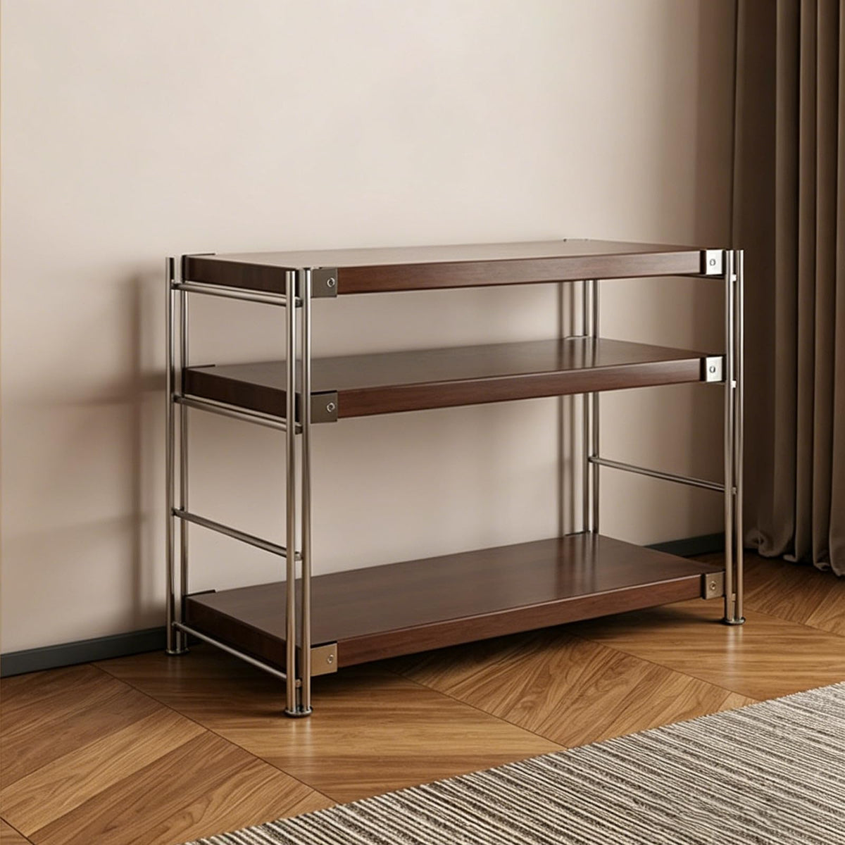 Industrial Bookshelf Adjustable,Rack With Storage Industrial Bookshelf，Modern Open Shelving Unit Book Shelves, Freestanding Wood & Metal Display Shelves, Living Room Storage Organizer, For Bedroom