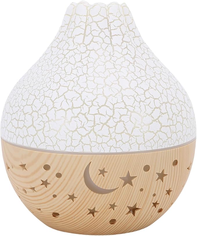 Air Diffuser Humidifier, Wood Grain Ultrasonic Cool Mist, 2 in 1 Aromatherapy Essential Oil Diffuser with Mood Light, Quiet Personal Humidifier for Bedroom Office (White Crack Light Wood