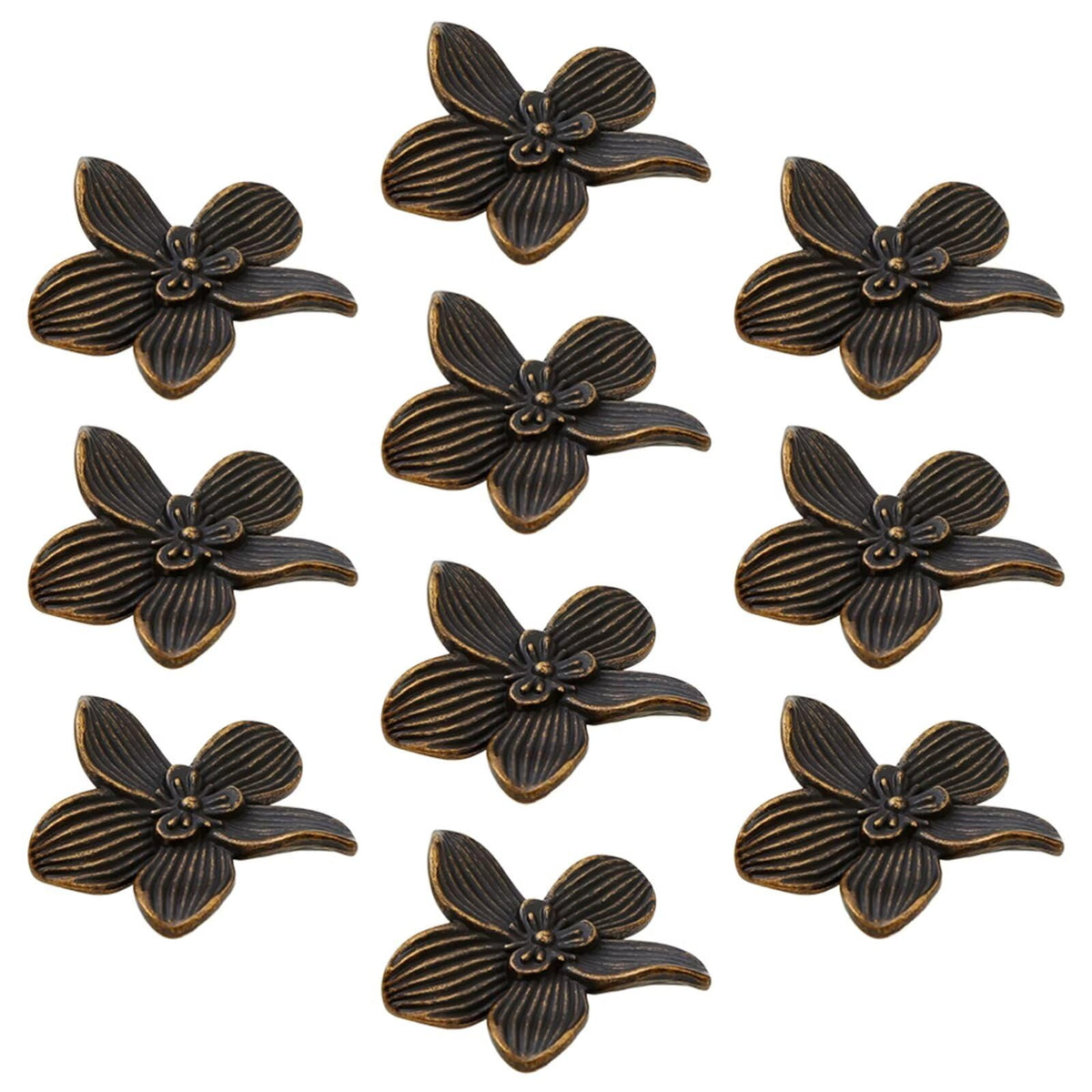 10 Pack Modern Style Furniture Handle Decorative Flower & Leaf Zinc Alloy Knobs, Cabinet Pulls for Home Decor, Suitable for Dresser, Closet, Cupboard & Bathroom Vanity