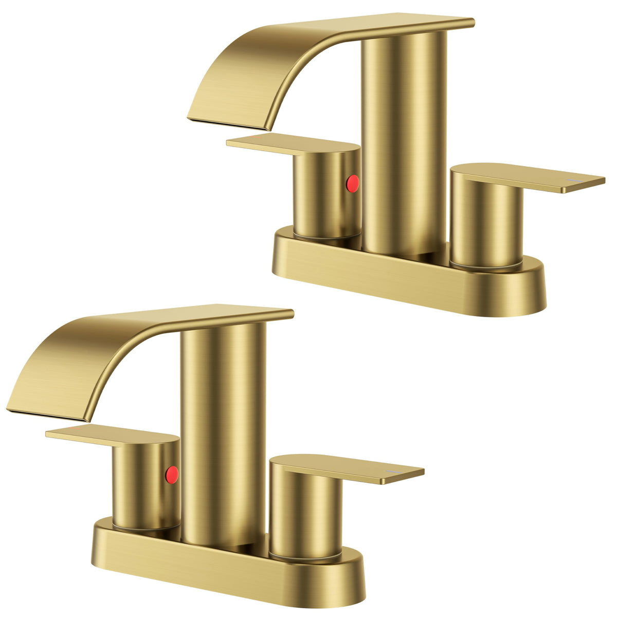 FORIOUS Bathroom Faucet 4 Inch Centerset Two Handles 2 Pack Brushed Gold