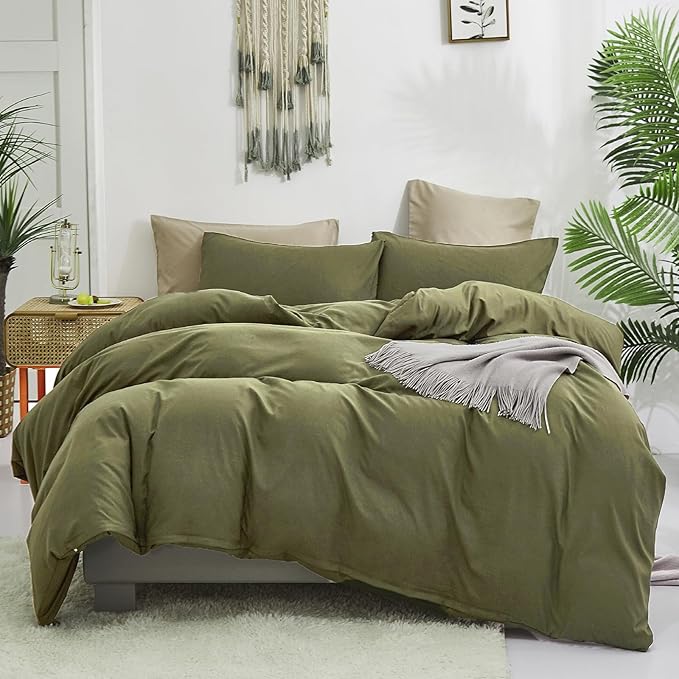 Luxlovery Olive Green Comforter Set Twin Army Green Bedding Comforter Set Solid Green Blanket Quilts Modern Soft Breathable Minimalist Moder Dark Green Comforters Set