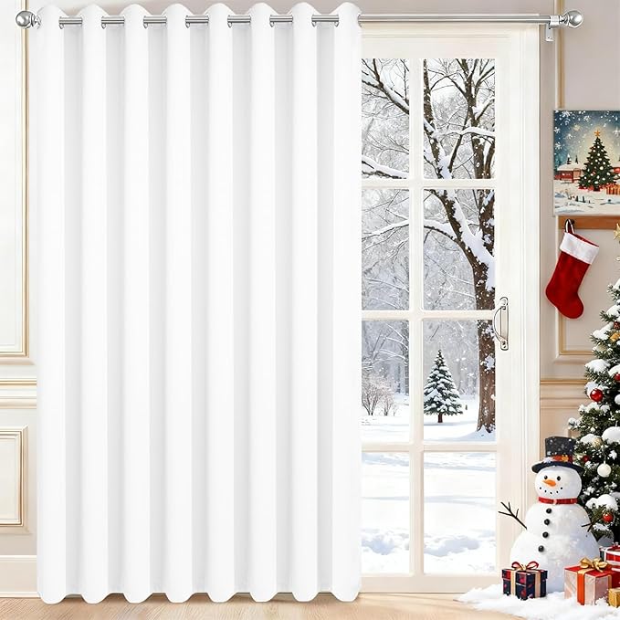 Yakamok Pure White Curtain for Living Room Sliding Glass Door Vertical Blind for Room Darkening Extra Wide Window Drapes Grommet Top Room Divider Panel for Bedroom/Patio 1 PC 100 x 84 Inch