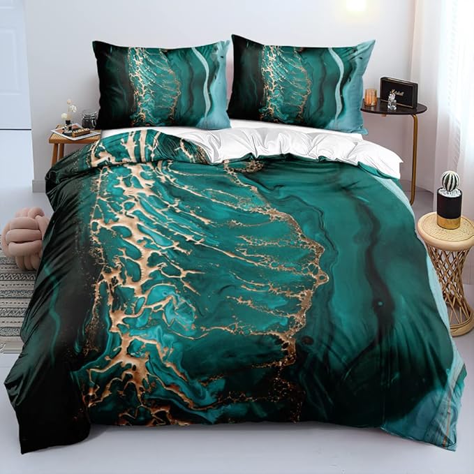 Emerald Green Comforter Cover Full Size Forest Green Pillow Covers Dark Green Duvet Cover Set Green Bed Set Olive Marble Bedding Sets