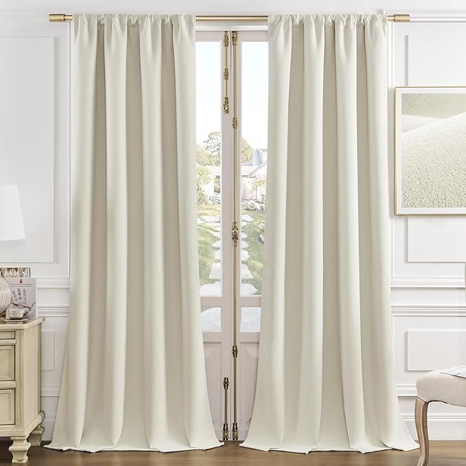 Joydeco White Velvet Curtains 72 Inches 2 Panels, Luxury Thermal Insulated Soft White Curtains for Bedroom & Living Room, Room Darkening Velvet Drapes, Rod Pocket (52W x 72L)