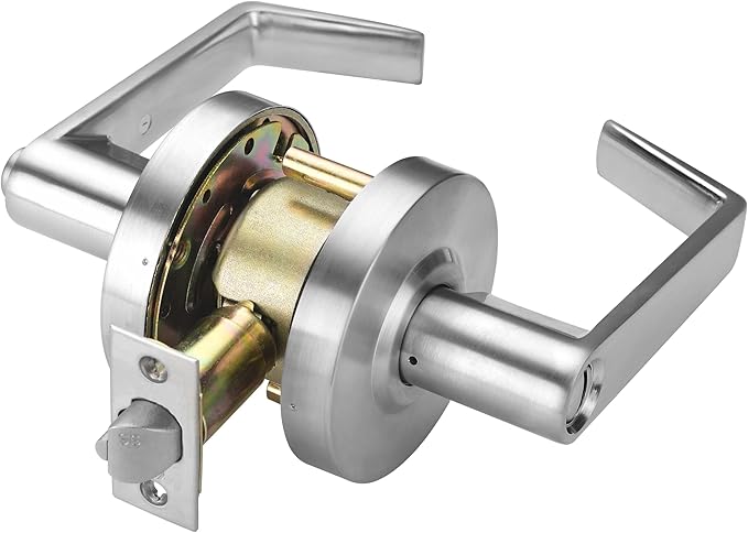 Boomerang Privacy/Bathroom Function - ADA Commercial Door Lever Lock - Heavy-Duty Locking Door Handle, Cylindrical Lever Lock, Non-Handed Grade 2, Satin Chrome (US26D), Privacy/Bathroom