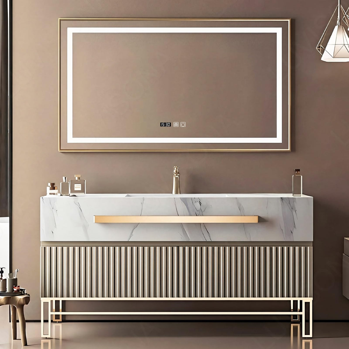 LUVISONA 42 Inch Bathroom Vanity with Sink，Fluted & Solid Wood