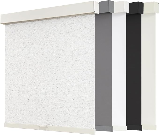 AOSKY Blackout Roller Shades Cordless Blinds for Windows, Free-Stop Shades with Valance, Thermal Insulated Fabric, UV Protection, Blinds for Home and Office (21" W x 72" H, Linen Beige