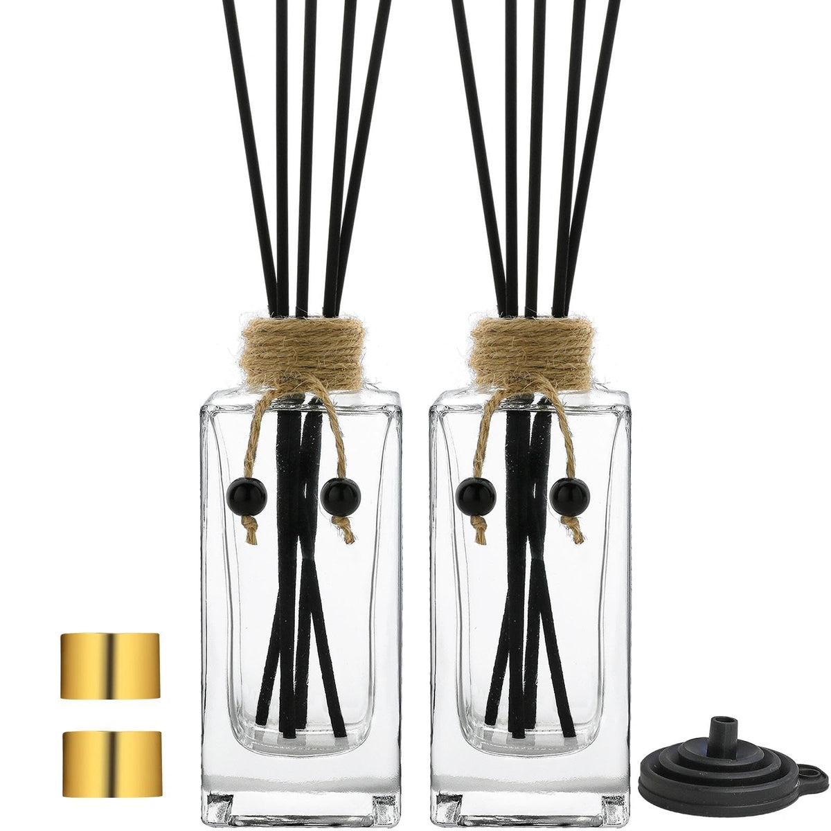 Glass Diffuser Bottles Set of 2 Reed Diffuser Bottle 5oz/155ml Clear Empty Essential Oil Decorative Bottle Set Reusable Apothecary Perfume Jar Gift