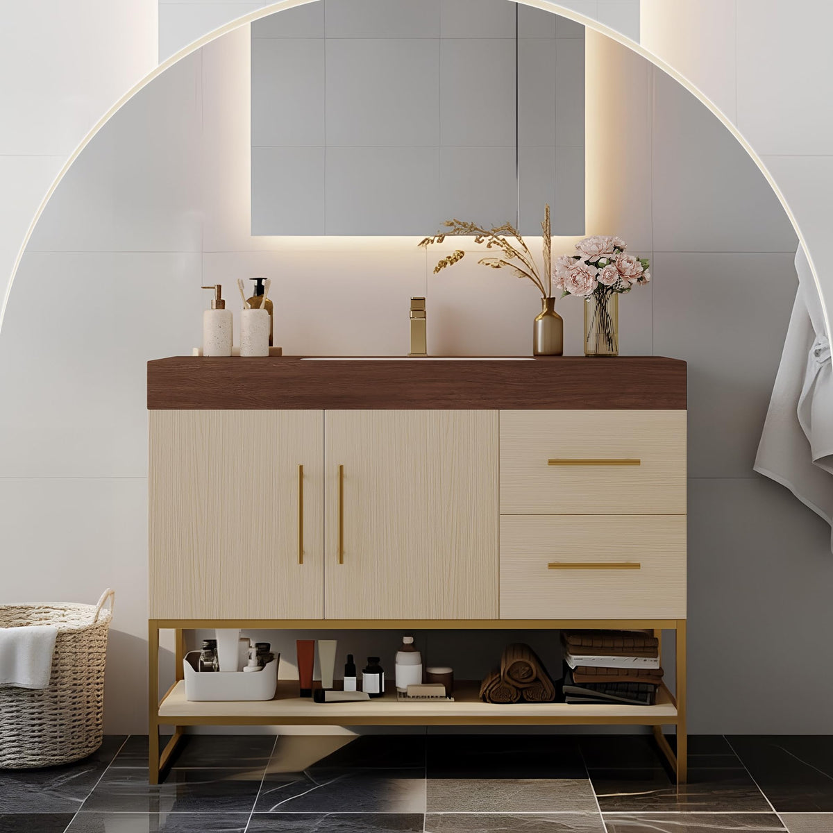OIZAYE 36 Inch Freestanding Bathroom Vanity with Sink, Wood Cabinet