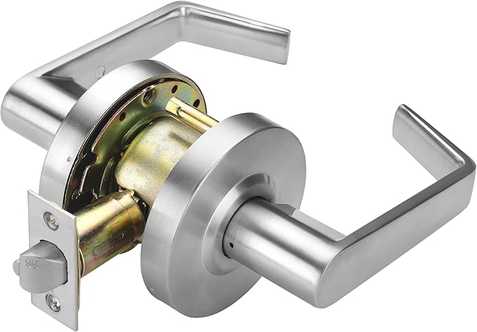 Boomerang Passage/Closet Function - ADA Commercial Door Lever Lock - Heavy-Duty Industrial Door Handle, Cylindrical Lever Lock, Non-Handed Grade 2, Satin Chrome (US26D), Passage/Closet