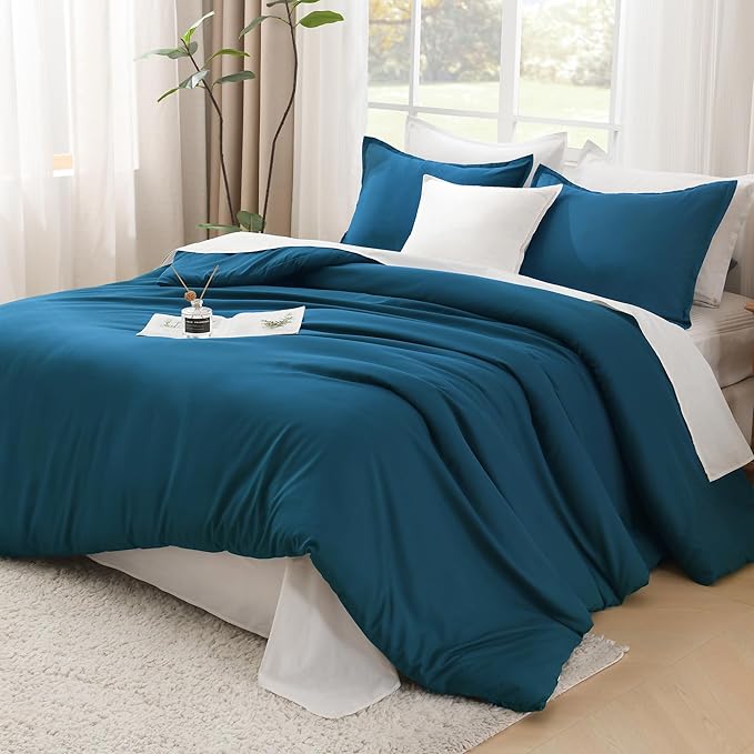 Litanika Teal Comforter Full Size, 3 Pieces Turquoise Lightweight Solid Bedding Comforter Set, All Season Fluffy Bed Set (79x90In Comforter & 2 Pillowcases)