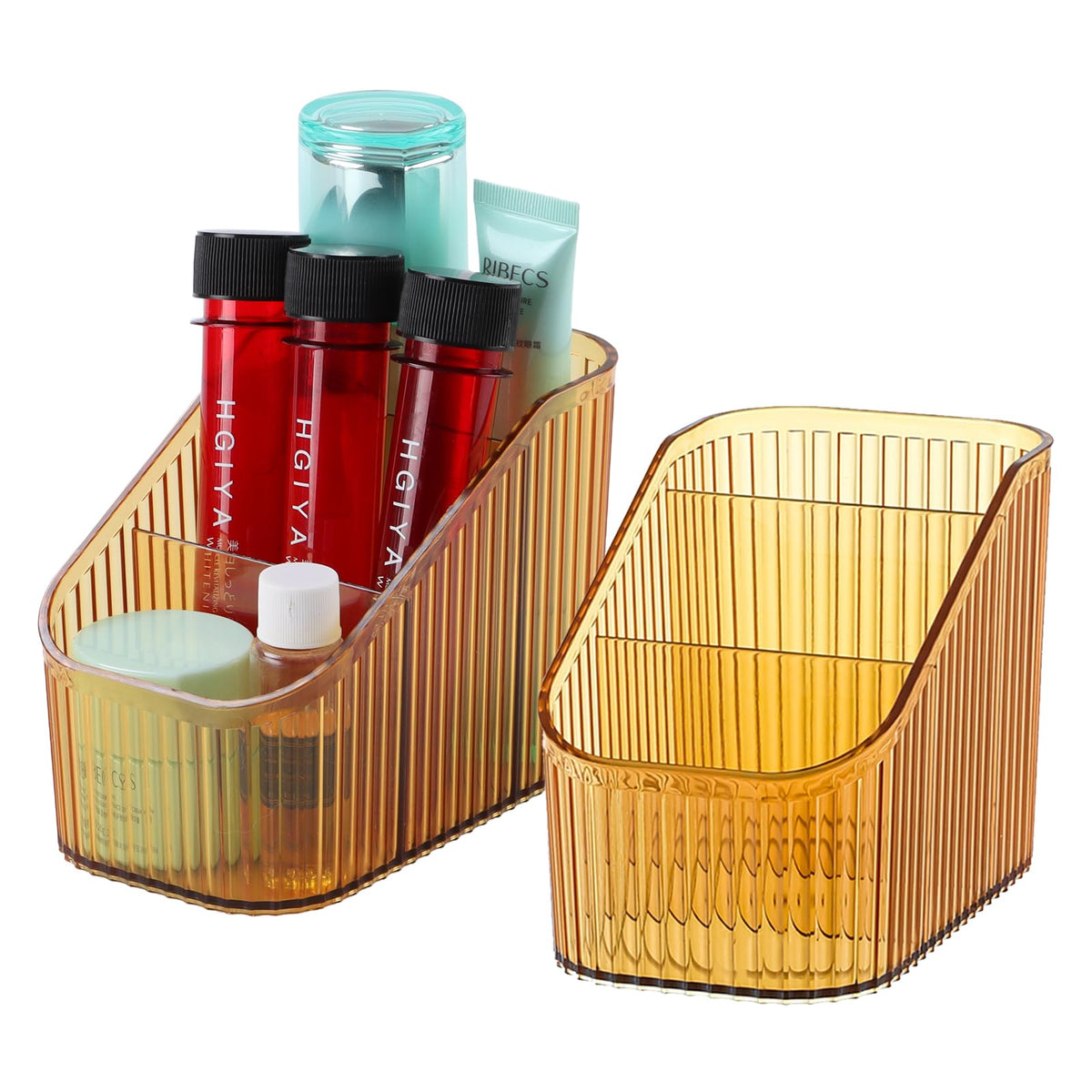 OSteed Amber Makeup Organizer 6 Cups, Acrylic Bathroom Countertop Organizer