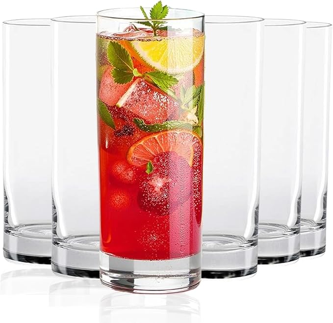 LEMONSODA Premium Highball Glass Set - Elegant Tom Collins 15oz Glasses Set of 6 Tall Drinking Water Glasses - Bar Glassware for Cocktail, Mojito, Whiskey (Set of 6)