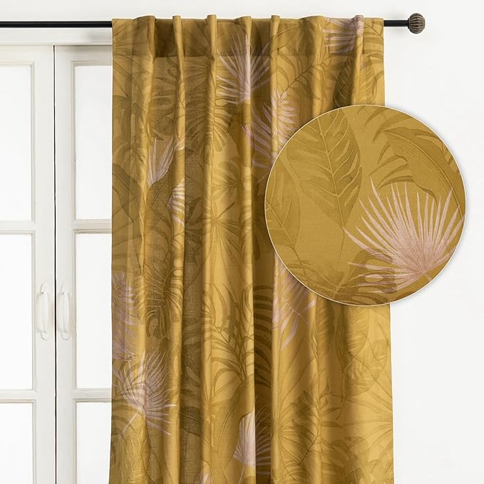 Maison d' Hermine Curtains for Living Room 100% Cotton 84 inch Length One Panel Light Filtering Curtains for Bedroom Windows with Rod and Loop Pockets Drapes (Creole Caramel, 50" W x 84" L)