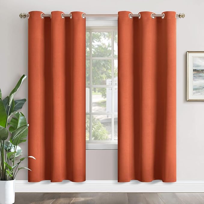 YoungsTex Terracotta Blackout Curtains 84 Inches Length for Bedroom - Burnt Orange Thermal Insulated Drapes with Grommet Room Darkening Privacy for Living Room Window, 2 Panels, 42 x 84 Inch