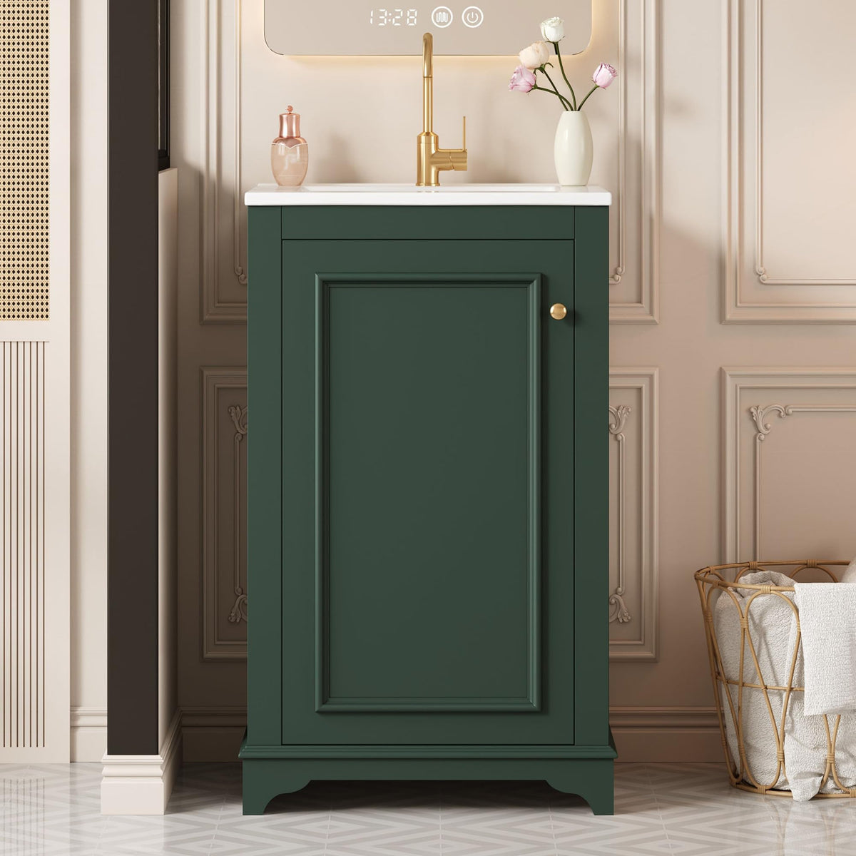 Merax 20" Bathroom Vanity with Ceramic Sink, Single Sink Cabinet Combo