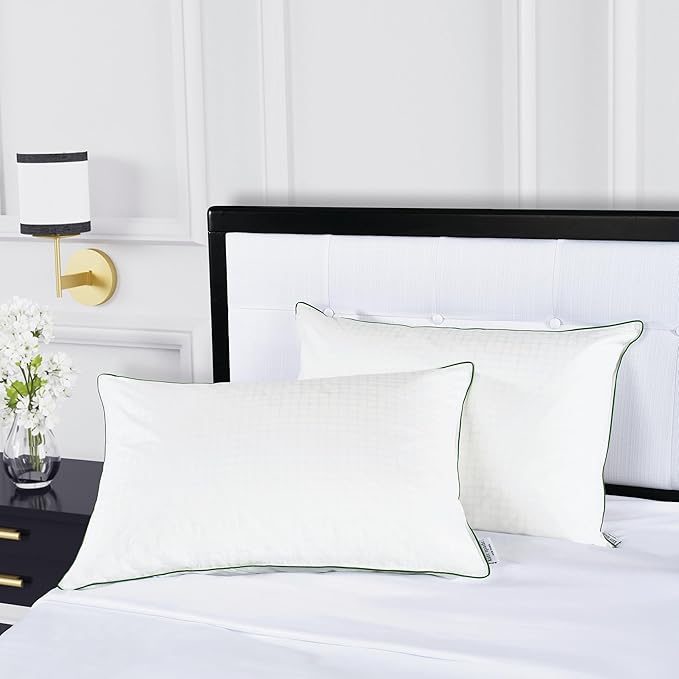 Kate Spade New York Soft/Medium Pillow 20" x 36", Adjustable Down Alternative Pillow, 300 Thread Count Cotton Cover, Best for Back or Stomach Sleepers, King, White