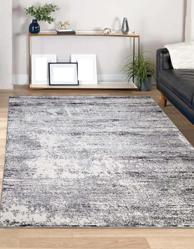 Keen Home Design Area Rugs - 4x6 Non-Shedding, Abstract Rugs for Kitchen, Living Room, Bedroom, Dining Room, Entryway - Size: 4' x 6', Abstract Cream/Grey