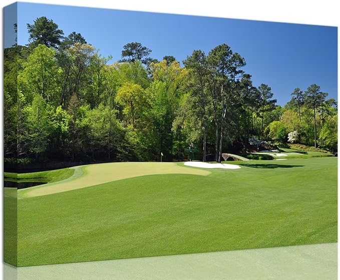 chenchenArt Augusta National Wall Art - Augusta Golf Course Wall Art for Living Room Bedroom Bathroom - Augusta Golf Course Picture Poster Canvas Prints Framed Ready to Hang(28''H x 44''W)