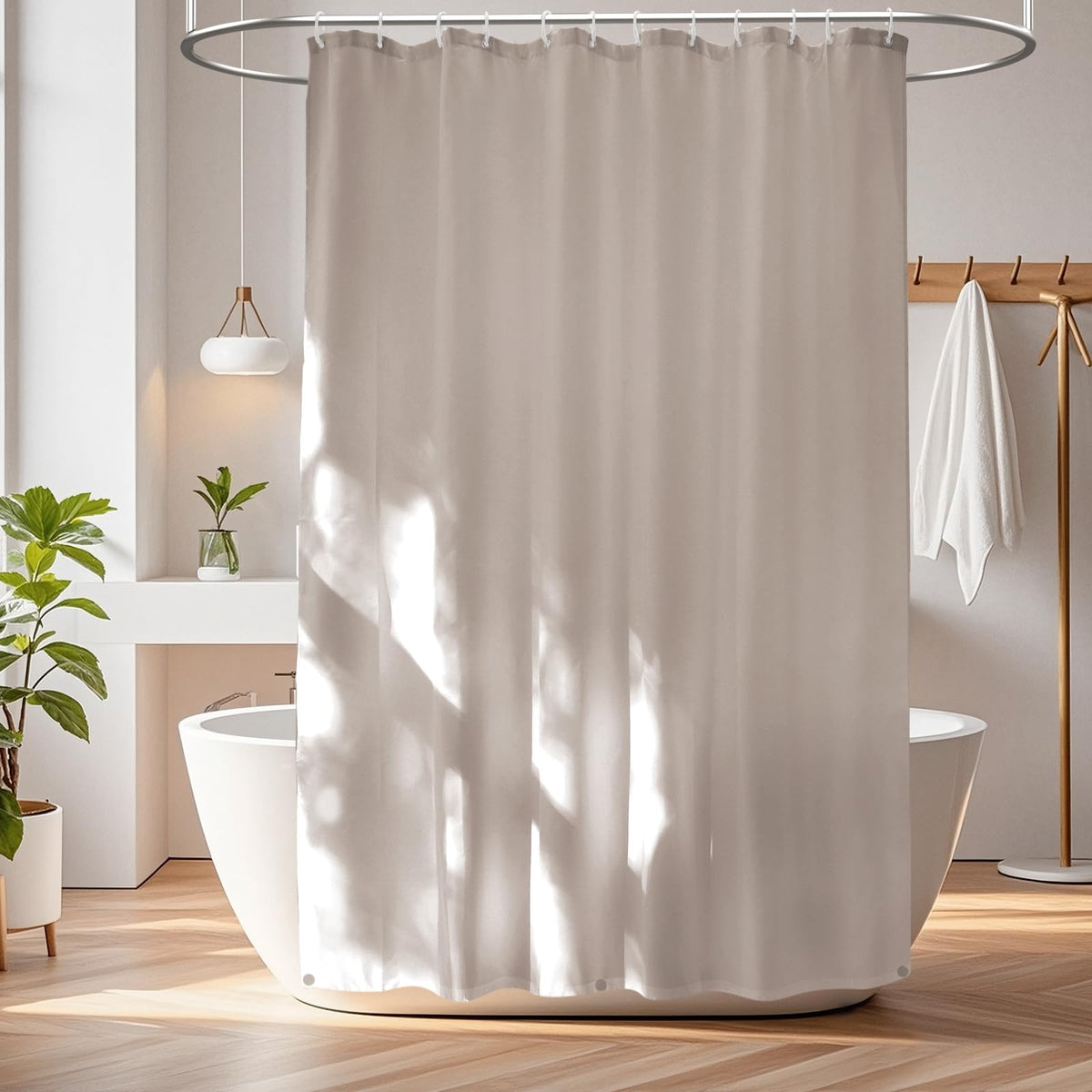 Seenus Waterproof Fabric Shower Curtain Liner with 3 Weighted Magnets, 72 x 84 inch Extra Long Khaki Cloth Shower Liner Machine Washable, Hotel Quality Lightweight Tall Shower Curtain for Bathroom