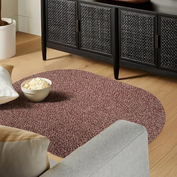 Seasons SE75 Summer Red 3' x 5' Oval - Braided Area Rug, Home Decor, Floor Mat or Bedroom Rug - Easy Care, Ideal for High Traffic Areas in Hallway and Living Room - Made in USA