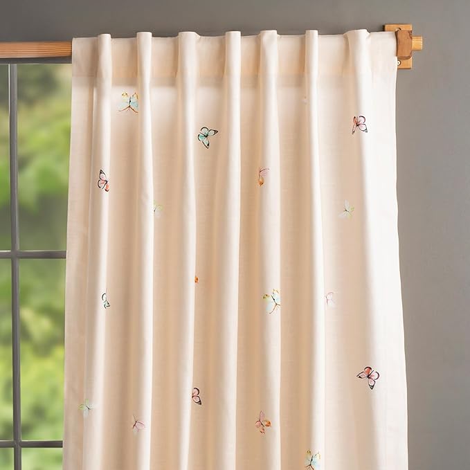 Maison d' Hermine Curtains for Living Room 100% Cotton 108 inch Length One Panel Light Filtering Curtains for Bedroom Windows with Rod and Loop Pockets Drapes (Botanical Fresh, 50" W x 108" L)
