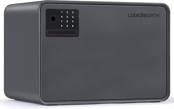 Biometric Safe for Home, 0.6 Cube Feet Auto-Open Fingerprint Safe with Touch Screen, Alarm System & Removable Shelf, Small Money Box for Cash, Jewelry, Documents, Home Office Use, Black