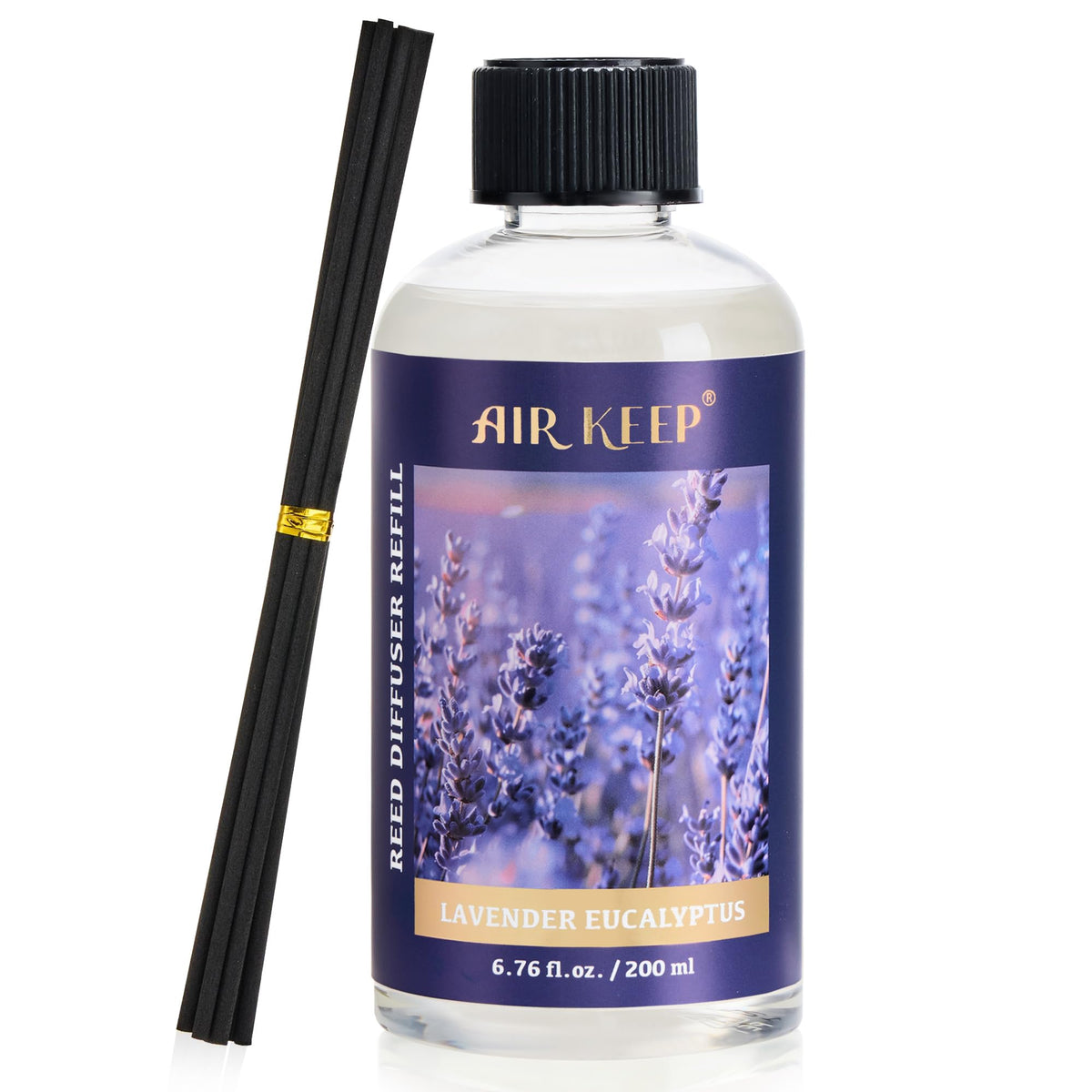 Airkeep Reed Diffuser Oil Refill with Diffuser Sticks, 6.76 Fl Oz(200ml) Lavender Eucalyptus Cotton Scented Oils, Aroma Therapy, Home Fragrance & Air Freshener, Office Décor, Decoration