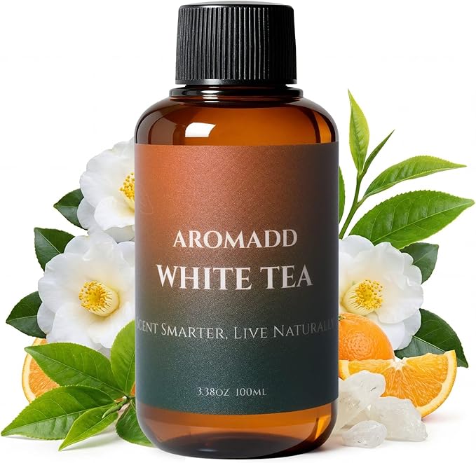 Aromadd White Tea Diffuser Oil Inspired by Luxury Hotel Scent, Essential Oils for Waterless Diffuser, White Tea & Bergamot, Long-Lasting & Natural Home Fragrance - 3.38 fl oz (100 mL)
