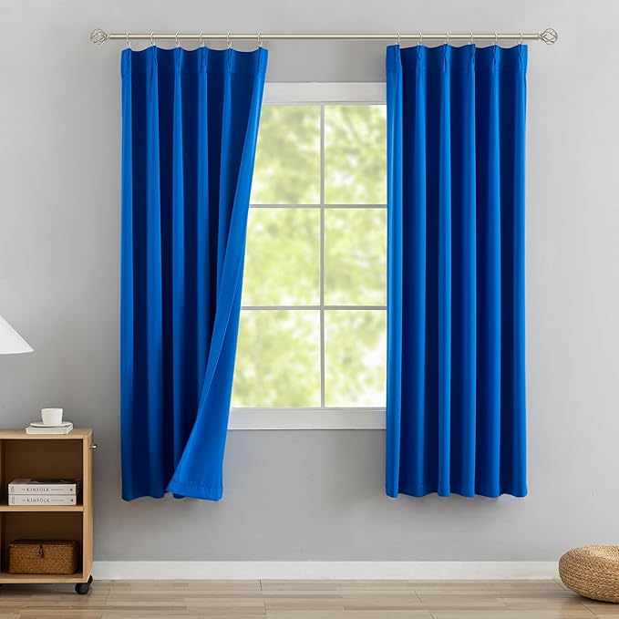 DONREN Klein Pinch Pleated Blackout Curtains with Hooks - 72 inch Length Room Darkening Thermal Insulated Window Curtain Drapes for Living Room Bedroom Set of 2 Panels 40" Wx72 L